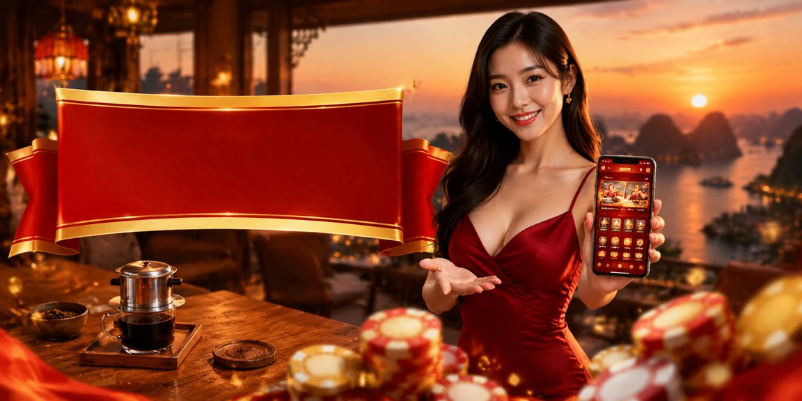 Người chơi thư giãn bên cà phê tại vịnh Hạ Long với điện thoại di động
